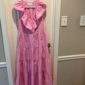 XiRENA Pink Ruched Tiered Maxi Dress